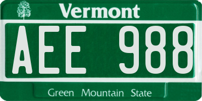 VT license plate AEE988