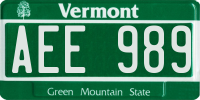 VT license plate AEE989
