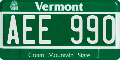 VT license plate AEE990