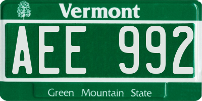 VT license plate AEE992