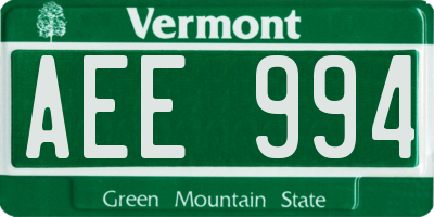 VT license plate AEE994