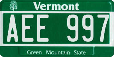 VT license plate AEE997