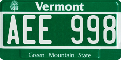 VT license plate AEE998