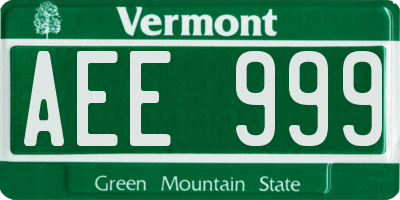 VT license plate AEE999