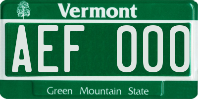 VT license plate AEF000
