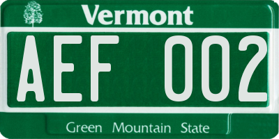 VT license plate AEF002
