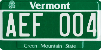 VT license plate AEF004