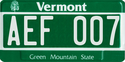 VT license plate AEF007
