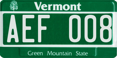 VT license plate AEF008