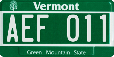 VT license plate AEF011