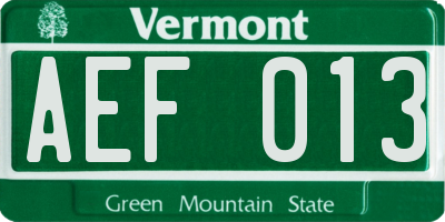 VT license plate AEF013