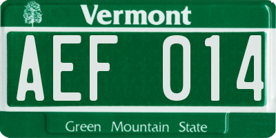 VT license plate AEF014