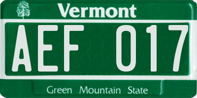 VT license plate AEF017