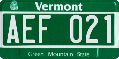 VT license plate AEF021