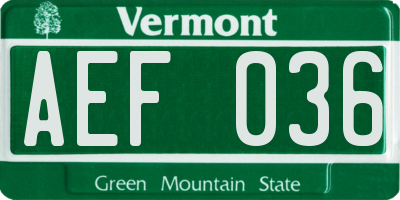VT license plate AEF036