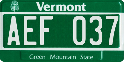 VT license plate AEF037