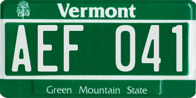 VT license plate AEF041