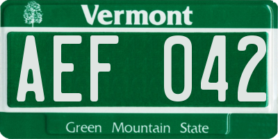 VT license plate AEF042