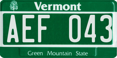VT license plate AEF043