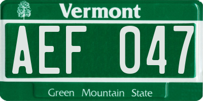 VT license plate AEF047