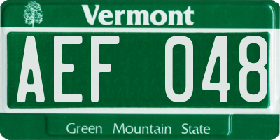 VT license plate AEF048