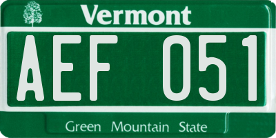 VT license plate AEF051