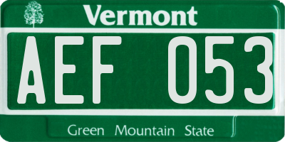 VT license plate AEF053