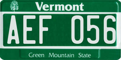 VT license plate AEF056