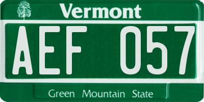 VT license plate AEF057