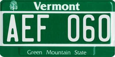 VT license plate AEF060