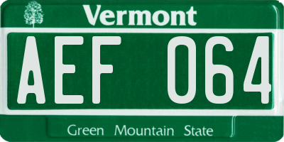 VT license plate AEF064