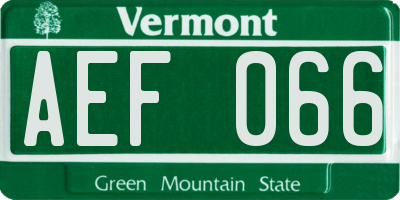 VT license plate AEF066