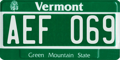 VT license plate AEF069