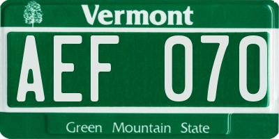 VT license plate AEF070