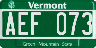 VT license plate AEF073