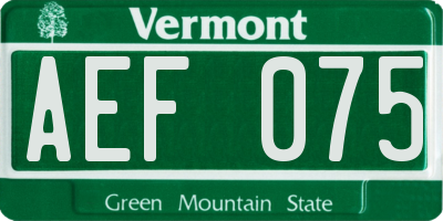 VT license plate AEF075