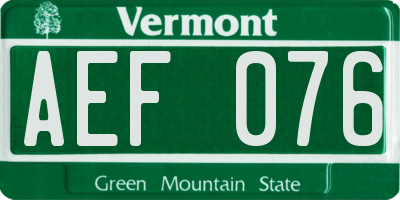 VT license plate AEF076