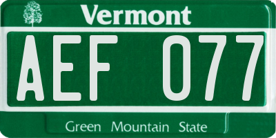 VT license plate AEF077
