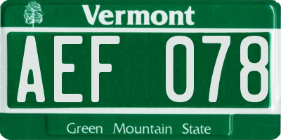 VT license plate AEF078