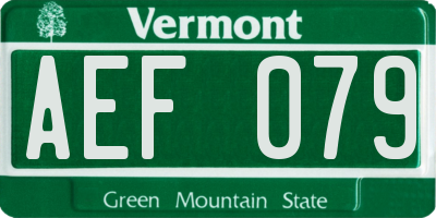 VT license plate AEF079
