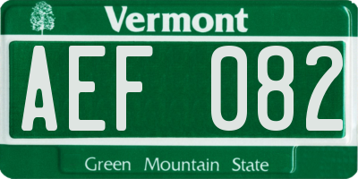 VT license plate AEF082