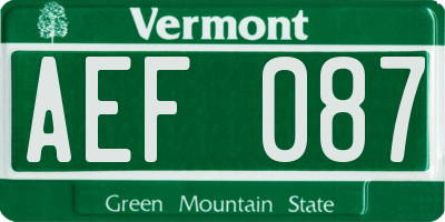 VT license plate AEF087