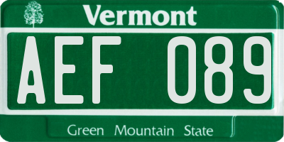 VT license plate AEF089