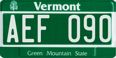 VT license plate AEF090
