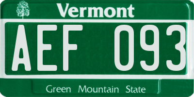 VT license plate AEF093