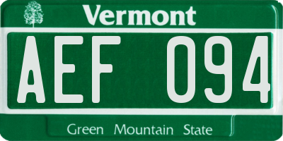 VT license plate AEF094