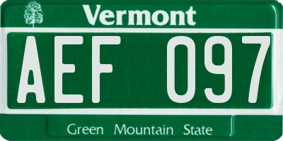 VT license plate AEF097