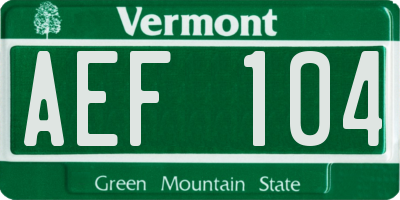 VT license plate AEF104