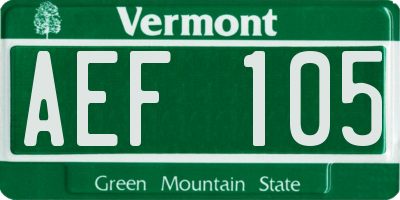 VT license plate AEF105