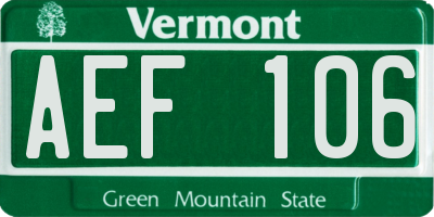 VT license plate AEF106